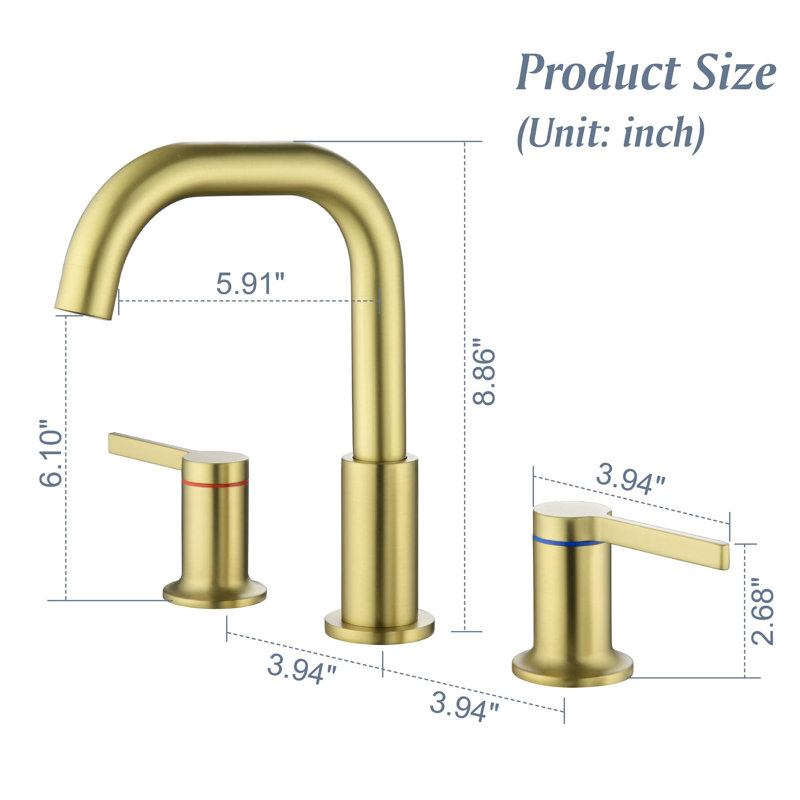 2-handle Bathroom Faucet, Brushed Gold