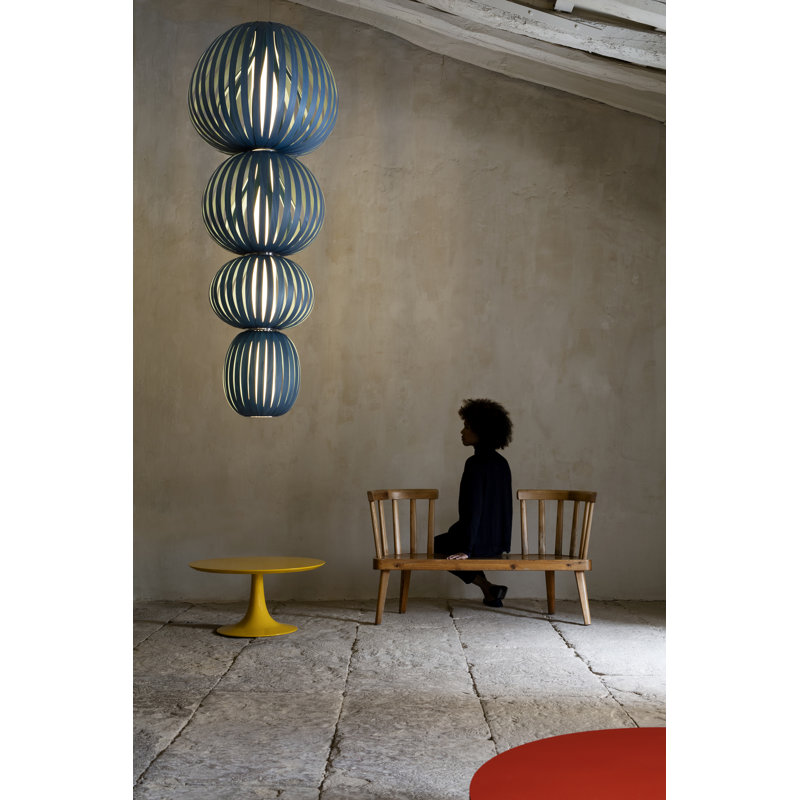 Totem 1 - Light LED Pendant, Natural Cherry, 2700K LED, 90.9" H x 33.9" W x 33.9" D
