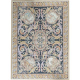 Hand-Knotted High-Quality Black and Beige Area Rug