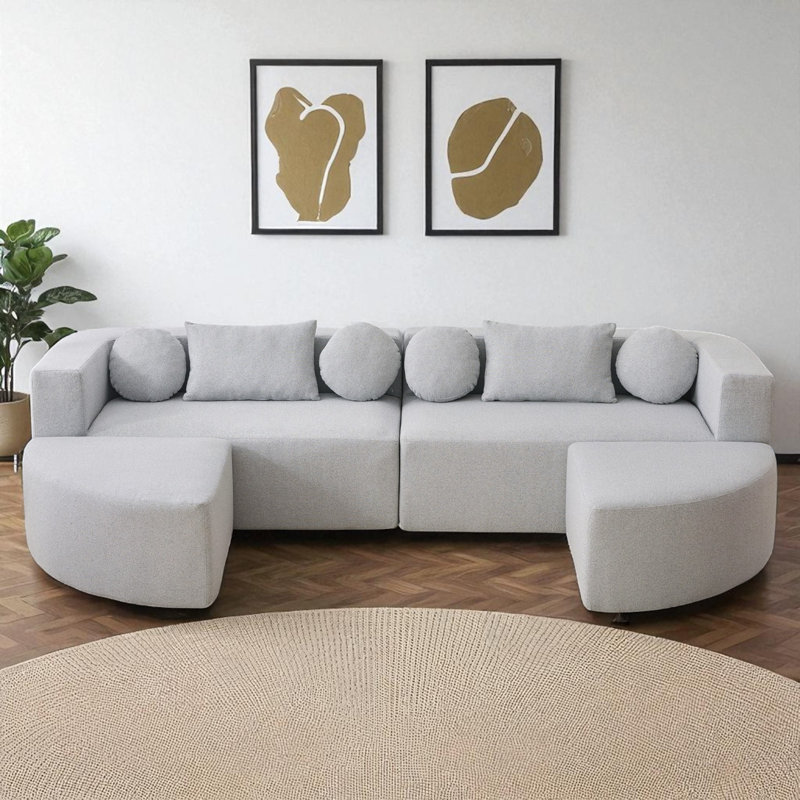 Canapé modulaire rembourré sans os, Boucle gris