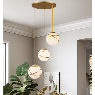 Luminaire suspendu sphère 3 lumières Porphyrion