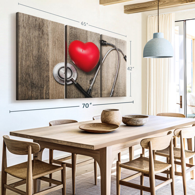 Amour «Heart And Stethoscope Canvas Print» sur, H 42 po x l 65 po x P 1,25 po