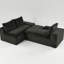 Lit simple convertible en velours de tortue noire - siège et méridienne, conception modulaire, configuration interchangeable, confort pour la détente au travail avec assise gauche, tissu doux