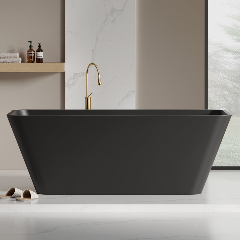 Baignoire de trempage profonde autoportante à surface solide de 67 pouces KAKUSIGA