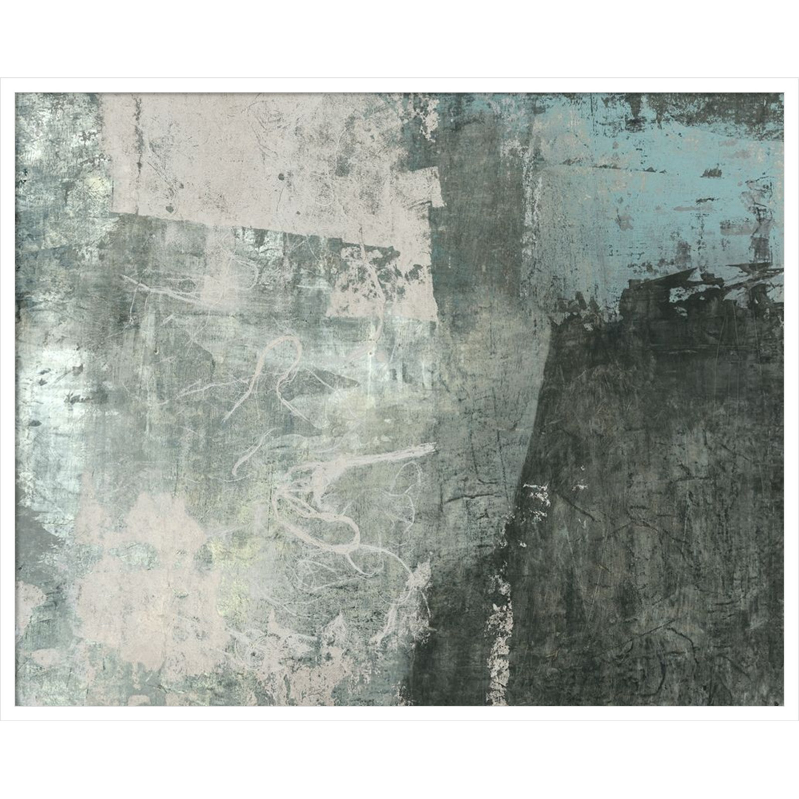 Fresno "Black and Grey and Blue I" Print, 33" H x 41" W, White