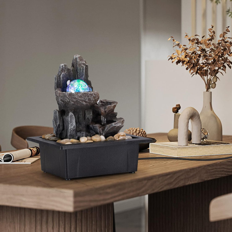 Tabletop Fountain Rotating Ball Rock Waterfall Fountain Office Tabletop Fountains