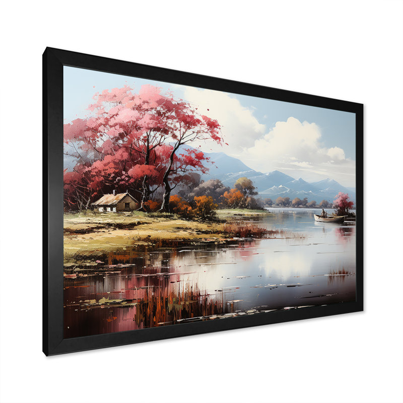 Feuillage d'automne au bord du lac Serenity I, Cadre simple noir, H 12 po x l 20 po x P 1 po