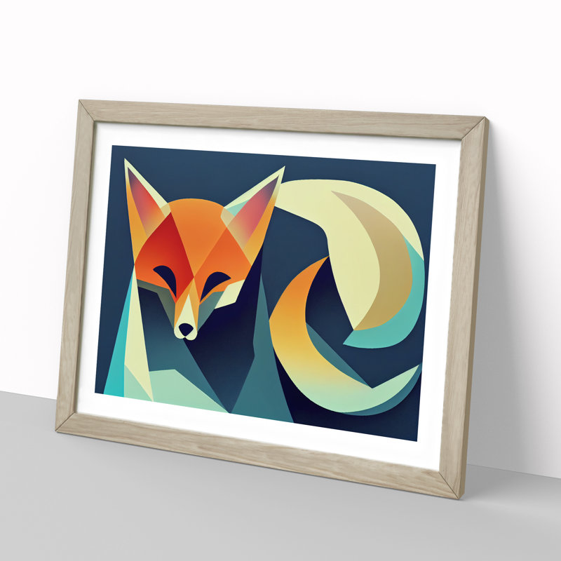 XH1022-9432X Unimaginable Abstract Fox - Single Picture Frame Print, 46cm H x 64cm W x 2cm D, Oak