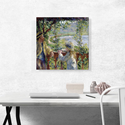 «By the Water Near the Lake 1880» par Pierre-Auguste Renoir, reproduction d'art sur toile tendue