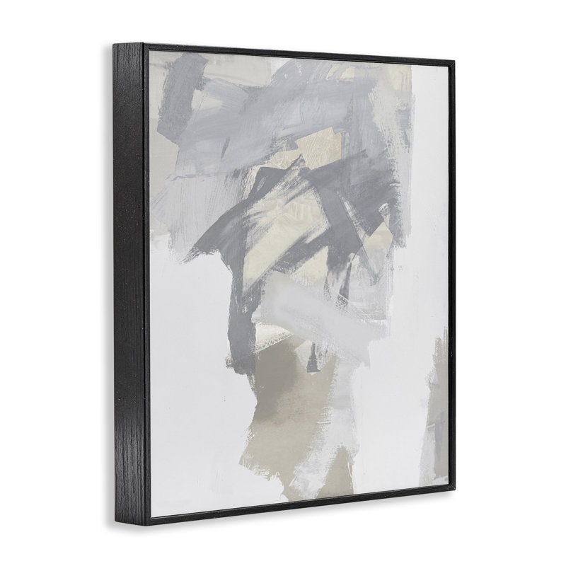 Elegant Contemporary Grey Shades Framed Giclee, design by Rachel Springer, 14" H x 11" W, Midnight Black Framed Giclee