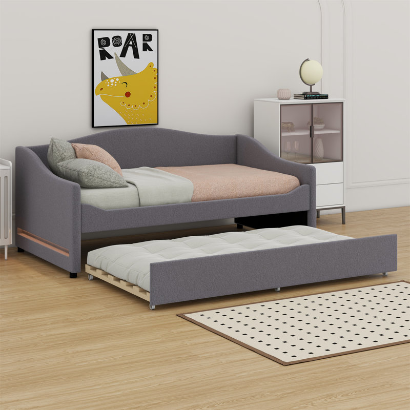 Upholstered Daybed With Light And Trundle
