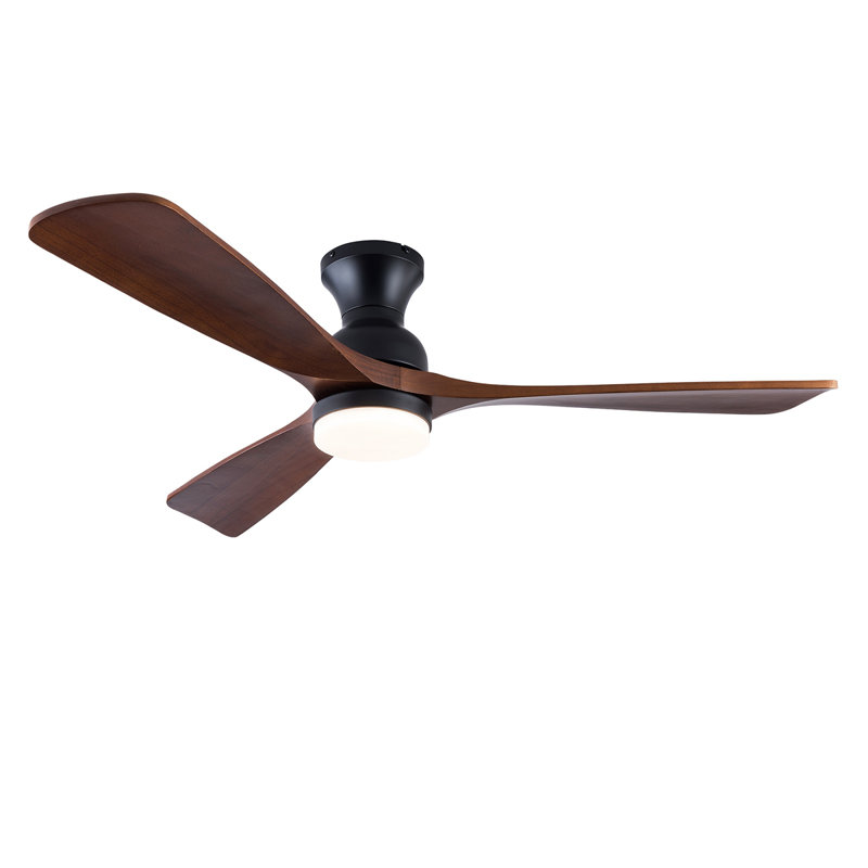 52 Inch Modern Ceiling Fans With Lights,  3 Color Dimmable LED, 3 Solide Wood Blades Ceiling Fan With Remote Control Reversible DC Motor