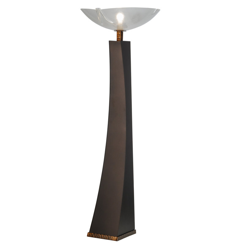 Sophia Crinkle 70'' Bronze Stained Glass Torchiere Table Lamp