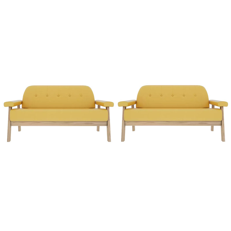 Banc rembourré en similicuir Simple Fashion, Similicuir jaune