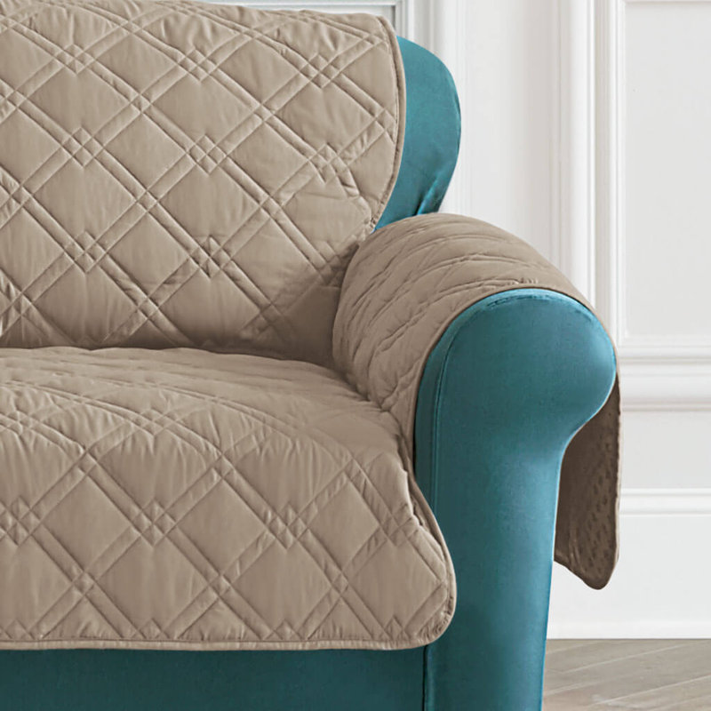 Taupe Quilted Polyester Pet Protector Sofa Cover