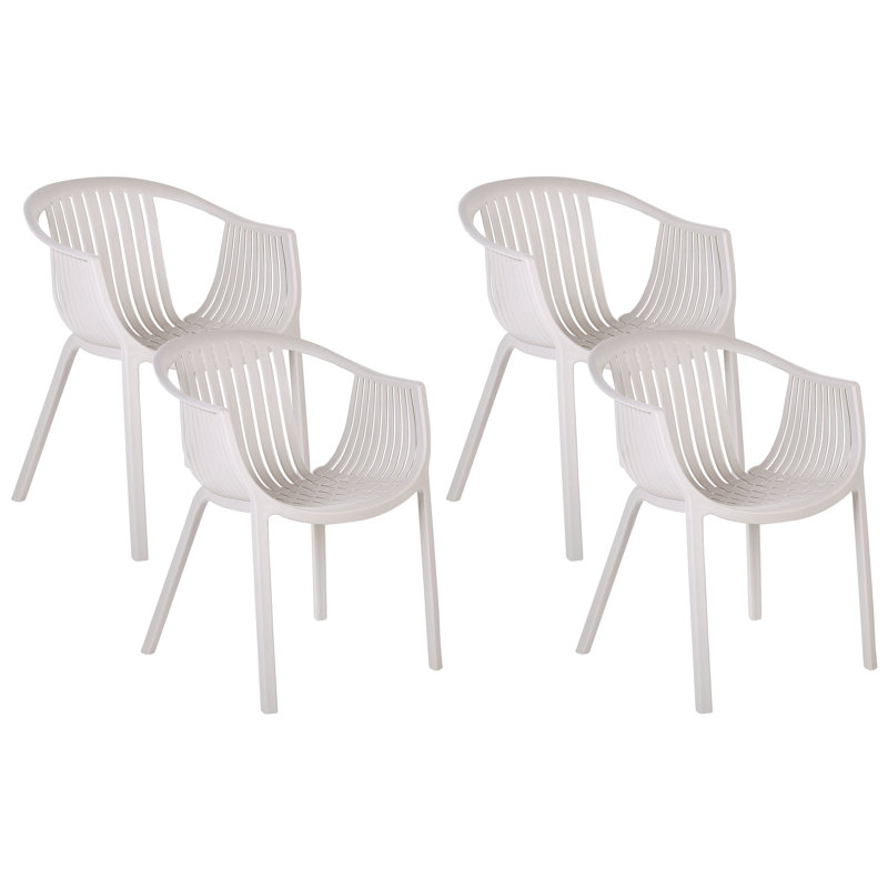 Anjali Stackable Outdoor Patio Dining Armchair, Beige