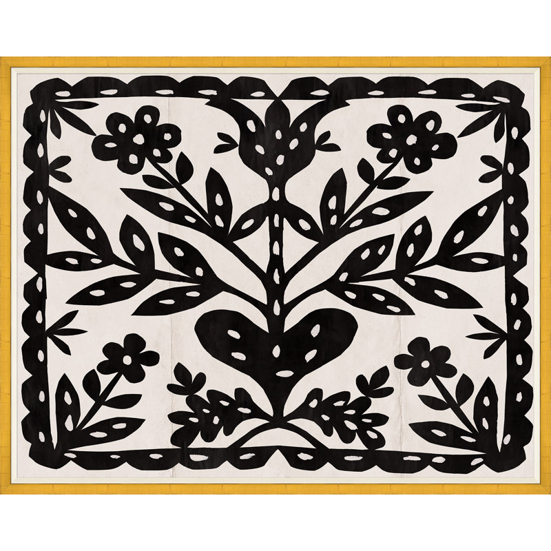 Black Flower Print by Paule Marrot, Gold Framed, 43" H x 54" W x 1.25" D