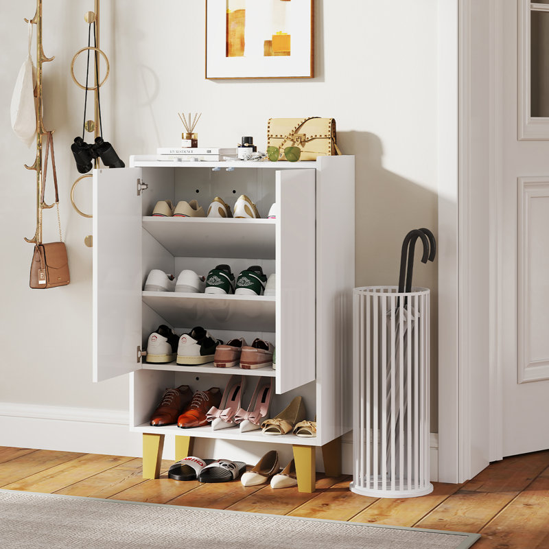  Shoe Storage Cabinet Freestanding Shoe Organizer w/ Anti-tipping Kit Open Shelf