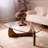 Retro Burlywood Solid Wood Glass Triangle Coffee Table