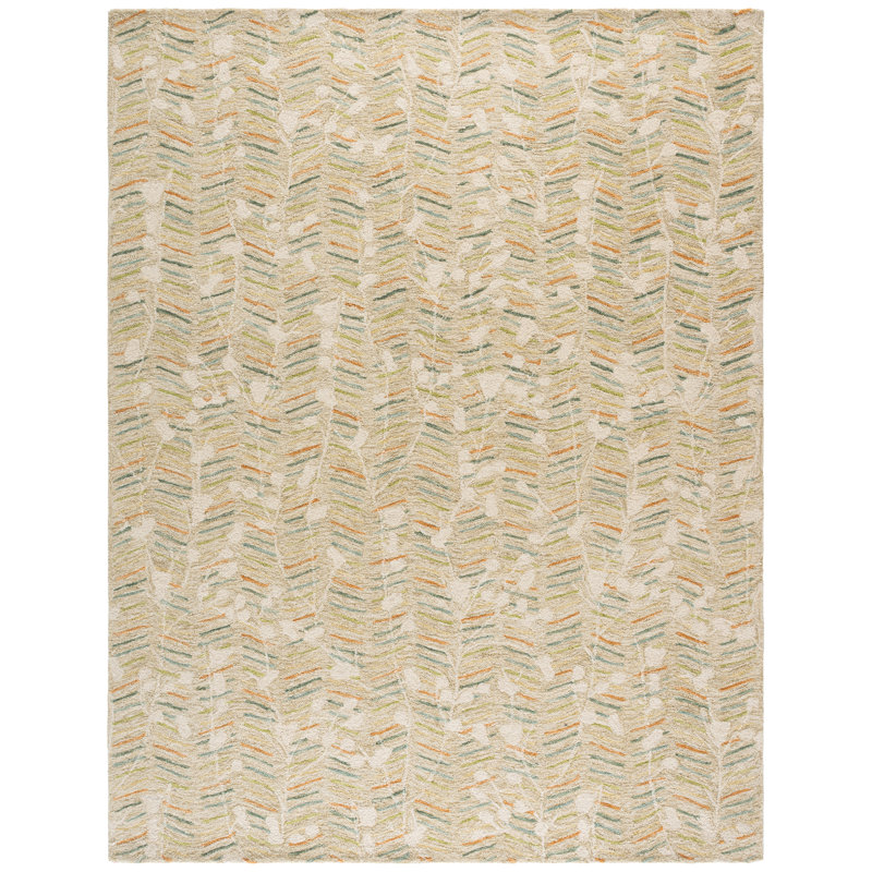 Tapis Genre 650 tufté à la main, 80 % laine, 20 % coton, motif en chevron, Rectangulaire 8 pi x 10 pi