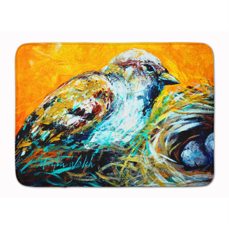 Tapis pour salle de bain en mousse à mémoire à oiseaux look