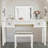 Mirrored Vanities Desk with Drawers, Bedroom Makeup Vanity Table Set with Mirror and Stool, Flip Up Dressing Table for Bedroom/Makeup Room, Working Desk for Women, Girl Furniture Combo