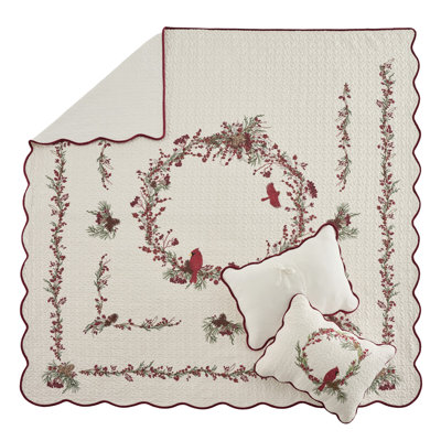 Holiday Splendor Embroidered Quilt Set