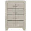 Commode haute Qanto, 4 tiroirs, nickel métallique, bois crème rustique