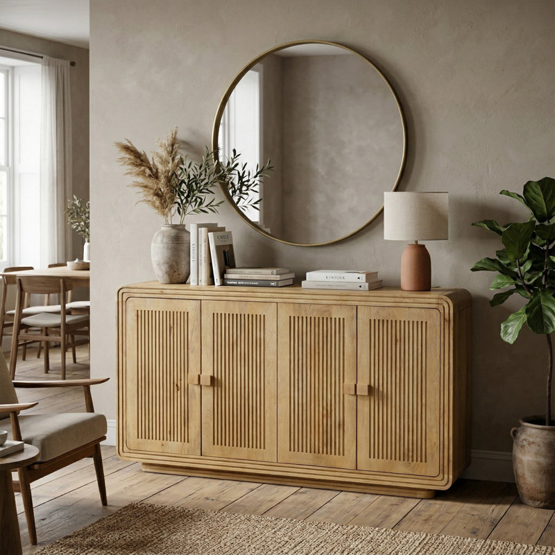 Elm Home And Garden Harper Solid Mango Wood 4 Door Sideboard