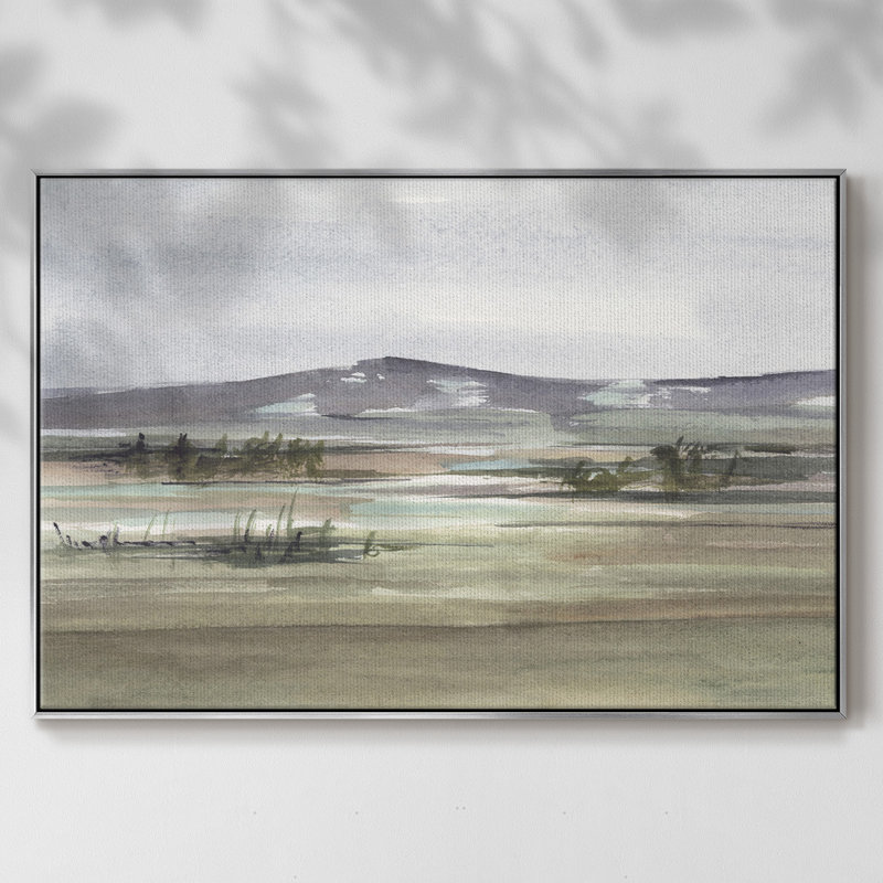 Toile encadrée haut de gamme Mute Marsh I - prête à être accrochée, H 25 po x l 37 po x P 2 po, Toile avec cadre argenté