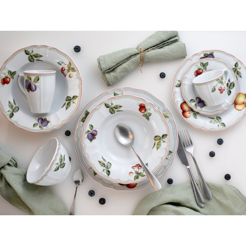 Creatable Flora Orchard 30 Piece Bone China Dinnerware Set, Service for 6