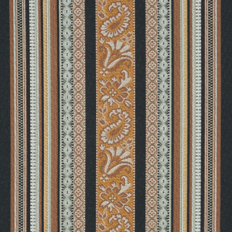 Markova Stripe Fabric, Black/ Brown/ Neutral