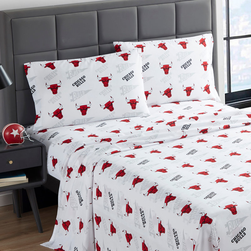 NBA Bed Sheet Sets By Sweet Home Collection, Chicago Bulls - Queen, Queen Sheet Set with 2 Pillowcases