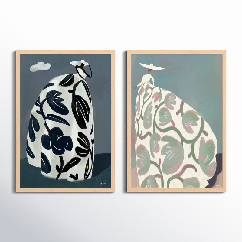Storm & Beach Dresses Print by Marco Marella For Studio M, 38" H x 26.5" W, Maple Paper Framed