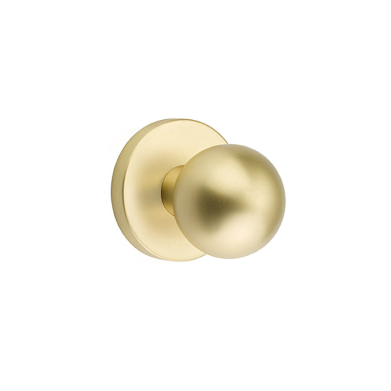 Ensemble de boutons de passage Emtek avec rosette à disque et bouton Orb, Laiton satiné