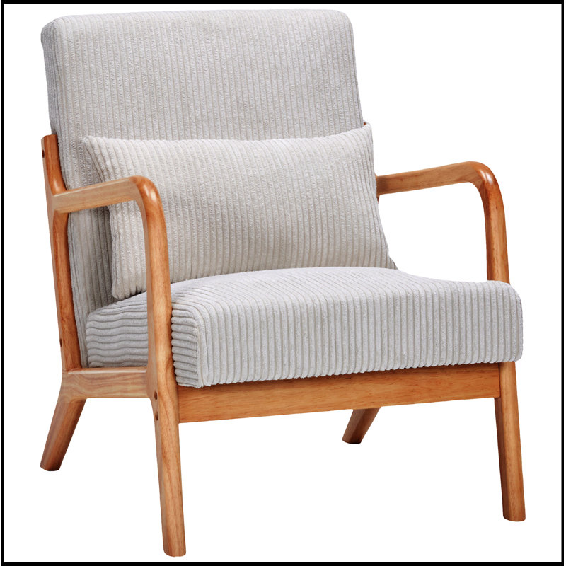 Chaise d'appoint de style moderne Mid-Century, fauteuil avec chaises, coussin de lecture, structure en bois massif et balcon de chambre à coucher pour salon