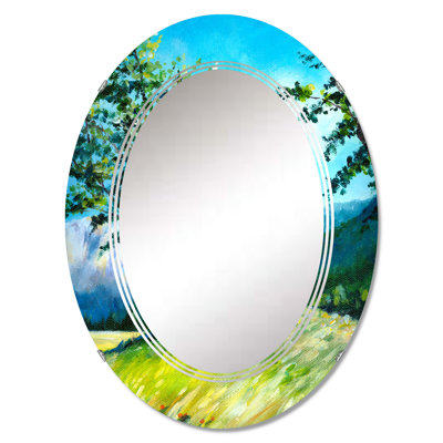 Little Chapel In The Mountains I  Country Wall Mirror Oval