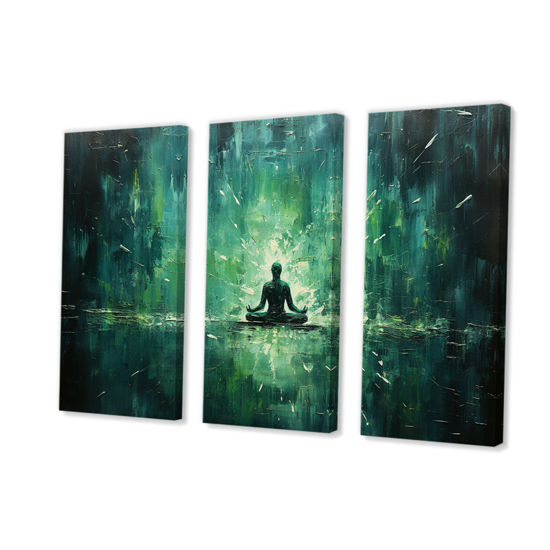 Green Yoga Bliss 2 - Art mural yoga, Toile tendue, H 32 po x l 48 po