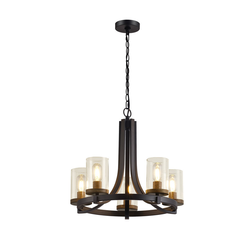 Emalee 5 - Light Wagon Wheel Chandelier