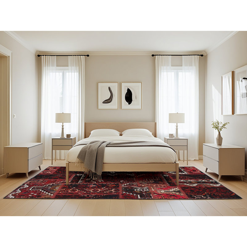 Tapis abstrait à motif abstrait moderne, Rectangle de 5 pi x 8 pi