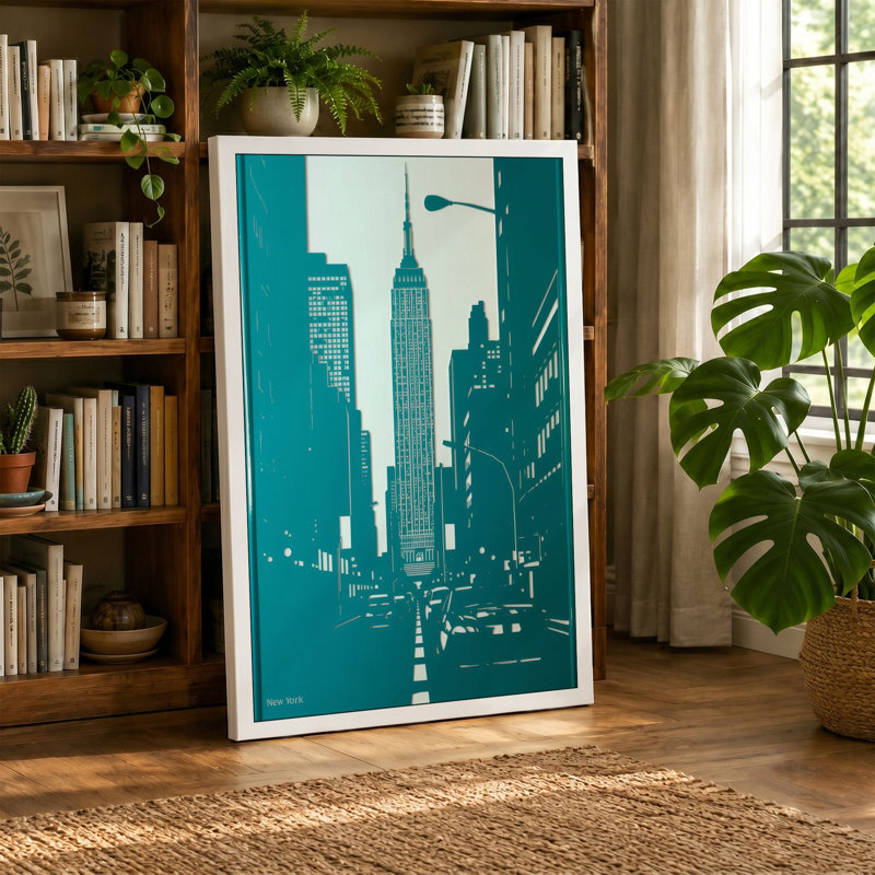 Chrysler Building Rising Retro - Wrapped Canvas, 18x12 - 45.7 x 30.5 cm, Cream Border