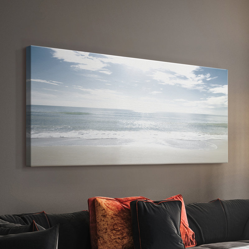 Plage de sable - toile tendue avec châssis - prête à être accrochée, H 24 po x l 48 po
