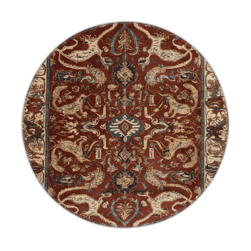 Tapis d'intérieur et d'extérieur brun Persian, Rond 5 pi