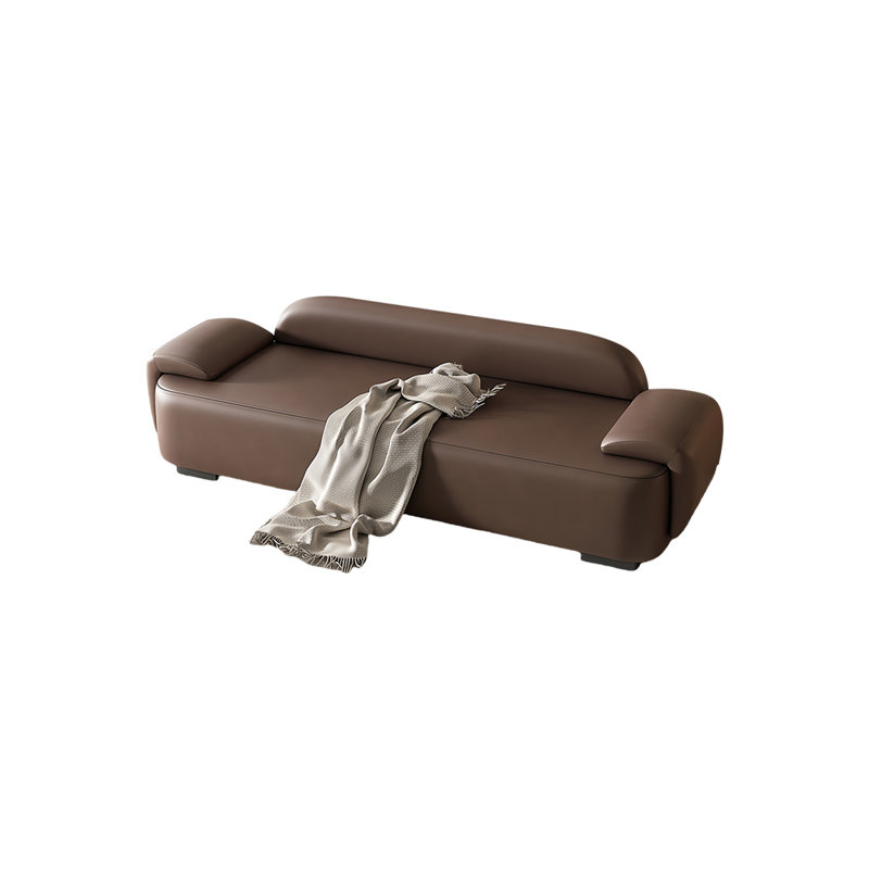 Banc rembourré en cuir Nayvia, Café, H 22,44 po x l 70,86 po x P 19,68 po