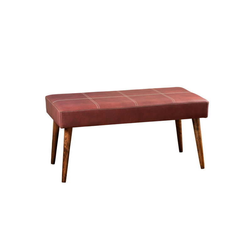 Claret Red Pouffe with Beech Wood Frame, 36.2 x 17.3 x 18.1 inches | 32 DNS Foam Cushioning | Easy Clean Fabric, Stylish Rustic & Scandinavian Design | Perfect for Modern Living Rooms & Bedrooms