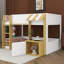 Lit superposé avec bureau, armoire de rangement et ports USB, lit superposé peu encombrant avec échelle et garde-corps
