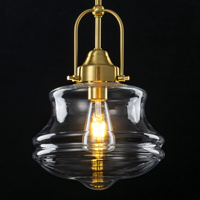 1-Light Farmhouse Schoolhouse Glass Pendant for Kitchen or Dining , Gold