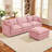 102'' Wide L-Shaped Living room sofa, Modular Sectional Sofa, 4 Seater Sofa Comfy Cloud Couch Chenille Upholstered Sofa with Ottoman,Pink-1296493149
