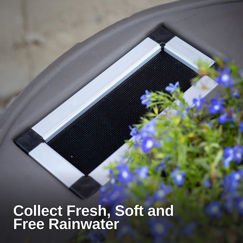 35 Gallon Dark Brown Plastic Rain Barrel with Planter