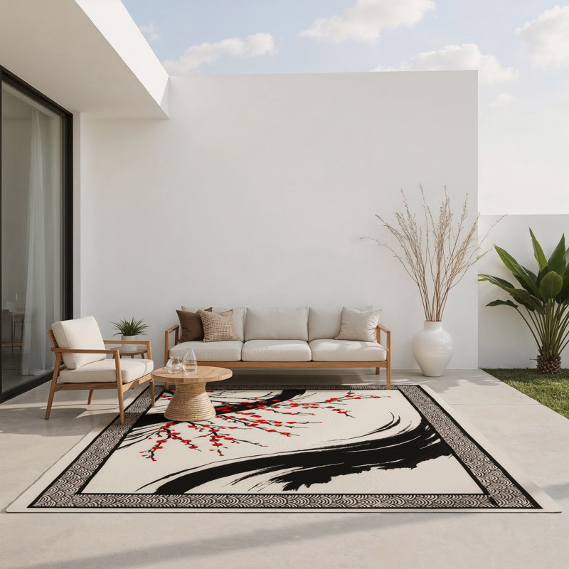 Whispering Blossoms Indoor And Outdoor Area Rug, Rectangle 9' x 12'